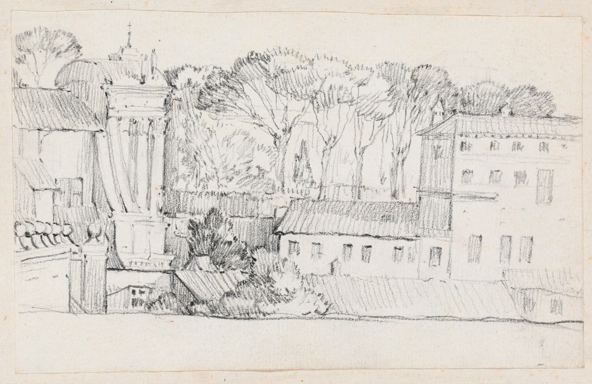 Roman Rooftops, by Joseph-Marie Vien, graphite, 1747
