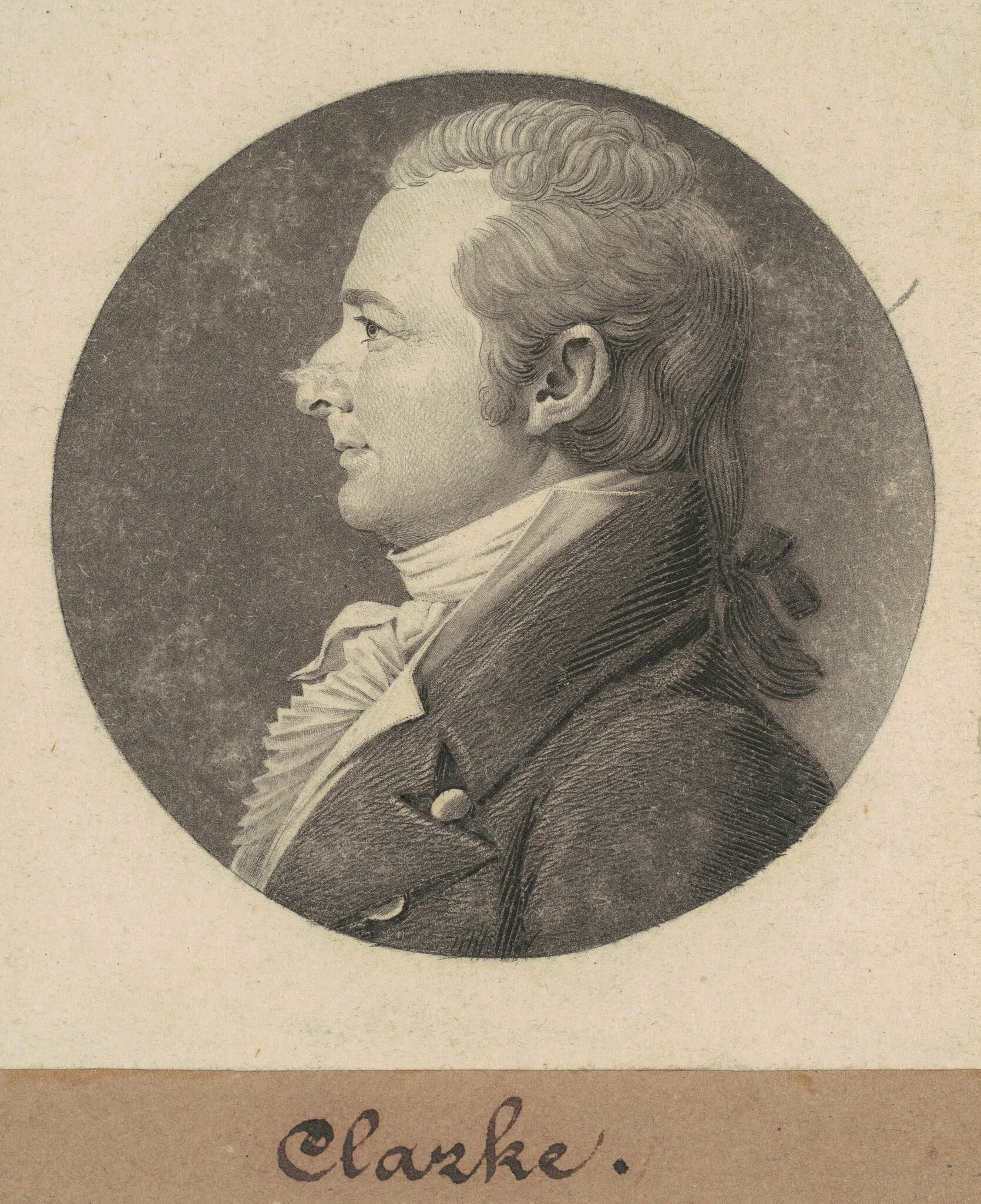 John Clarke, by Charles Balthazar Julien Févret de Saint-Mémin, ink, 1808