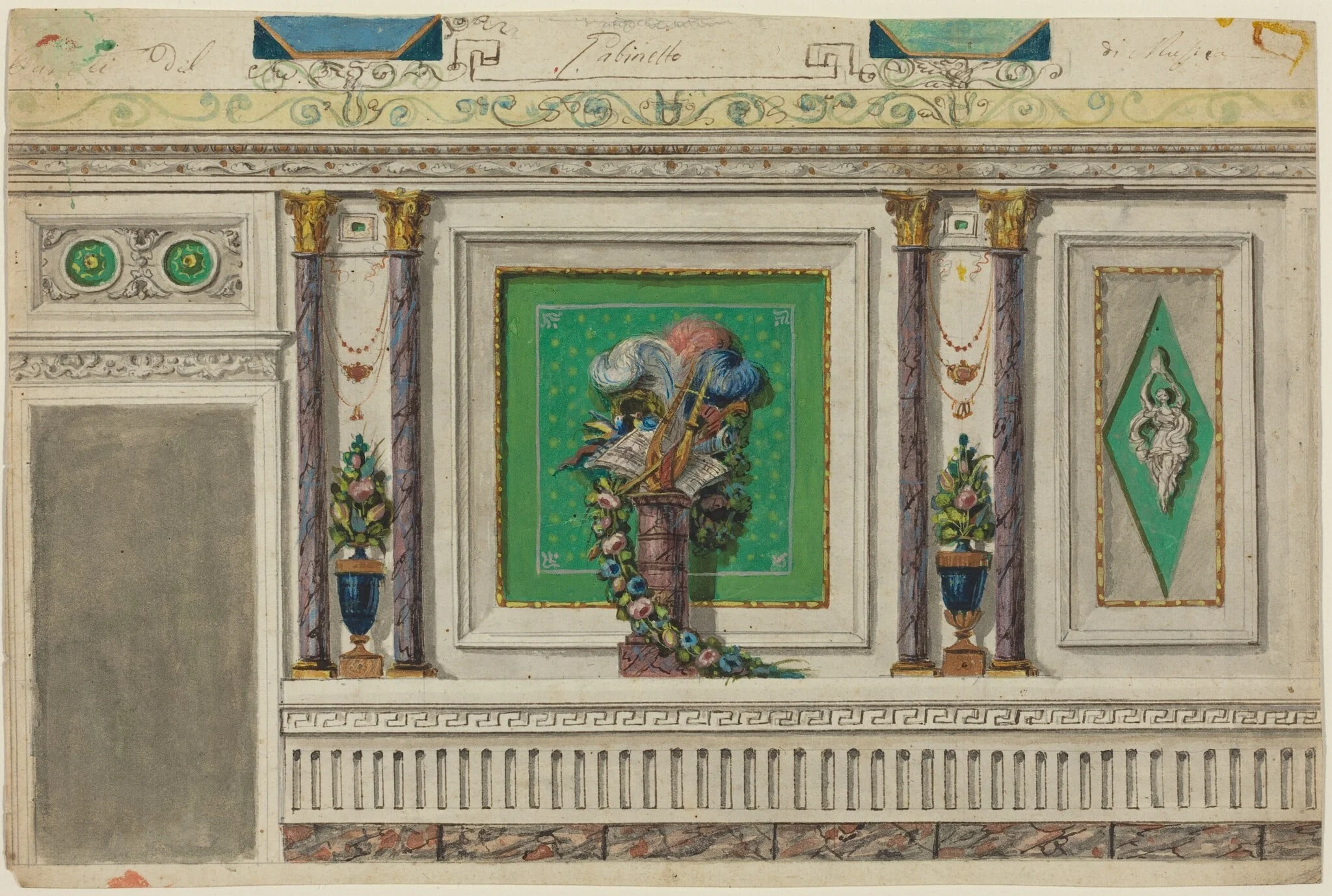 Design for a Wall of a Music Room [recto]