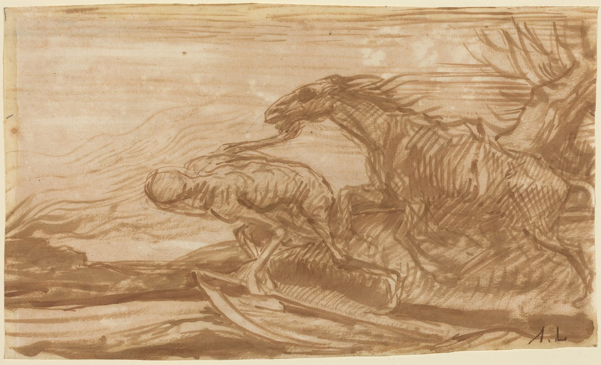 Death and Its Horse, by Alphonse Legros, ink, 1874