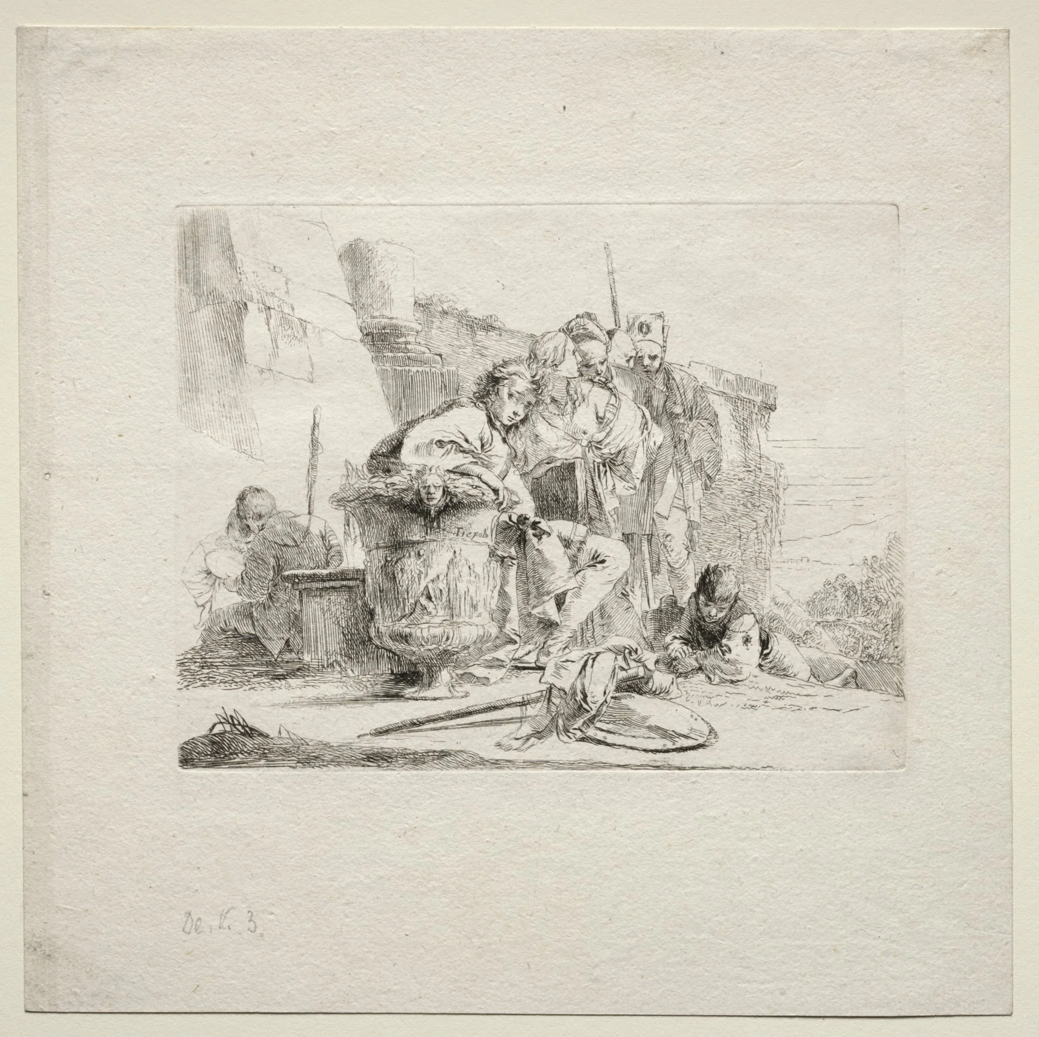 Various Caprices:  The Young Man Seated, Leaning Against an Urn, by Giovanni Battista Tiepolo, 1742