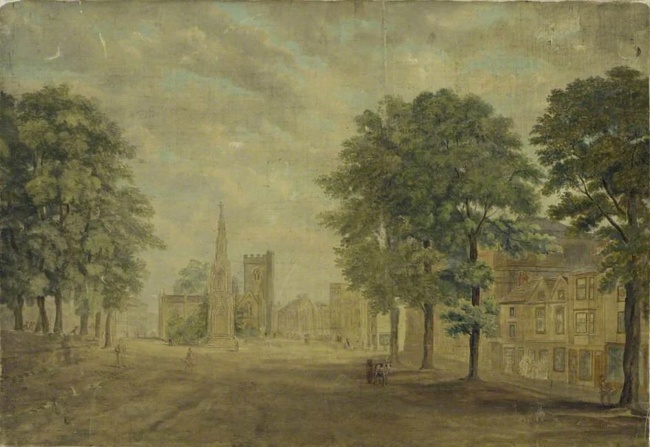 View in St Giles, Oxford, looking South, by Joseph Fisher, oil, 1805