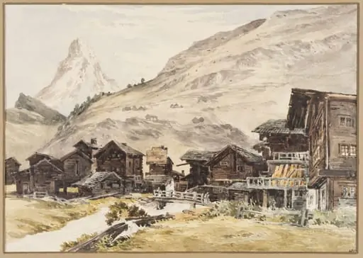 Houses and Stream at Zermatt, Switzerland