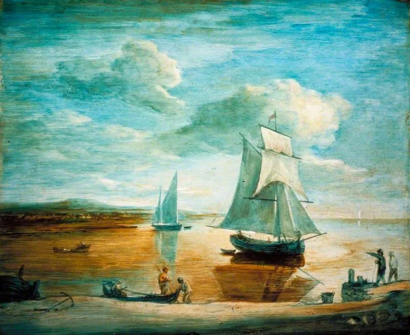 Coastal Scene with Sailing and Rowing Boats and Figures on the Shore, by Thomas Gainsborough, unspecified, 1792