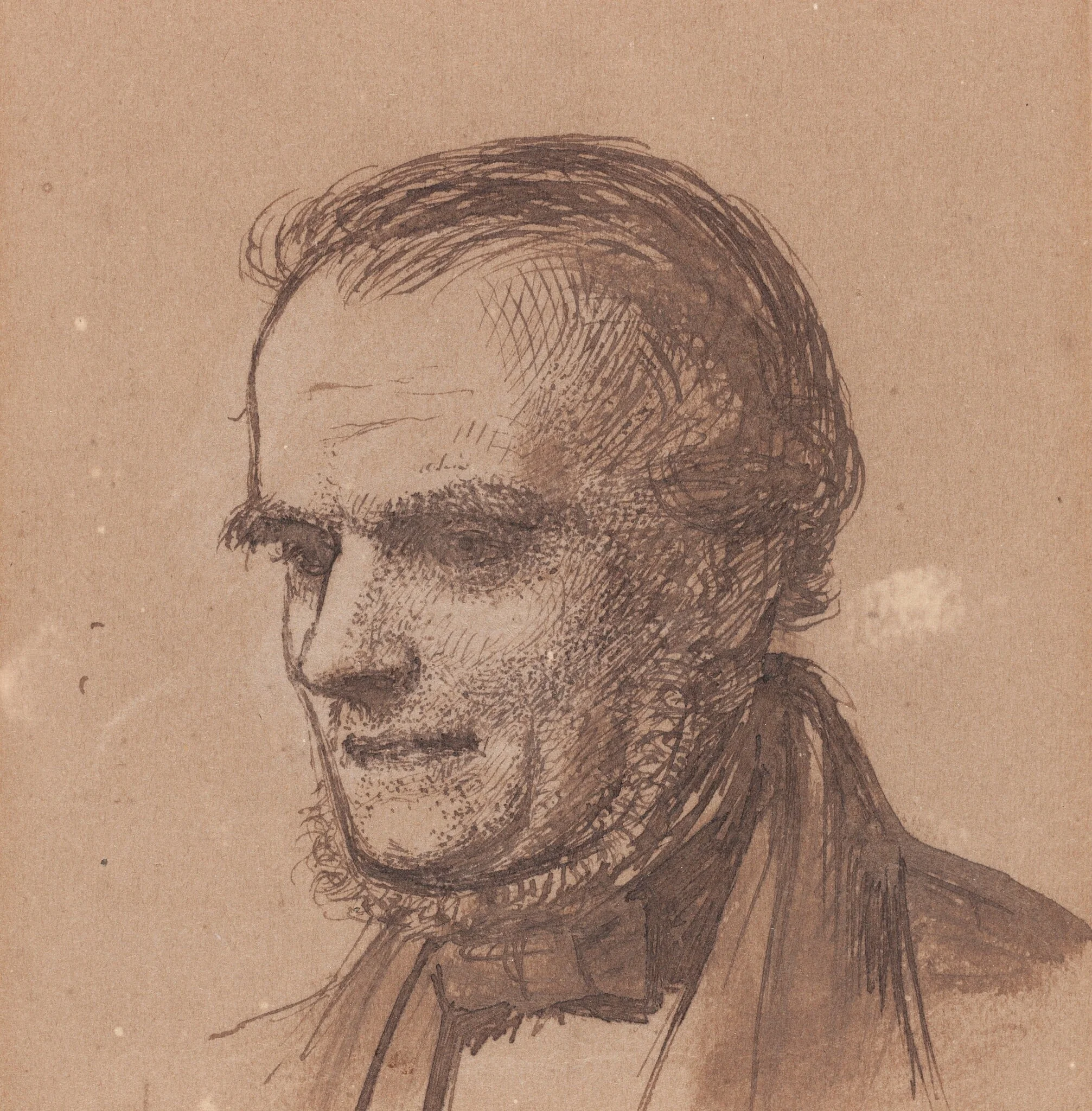 The Artist's Father, William Hunt, by William Holman Hunt, ink, 1856