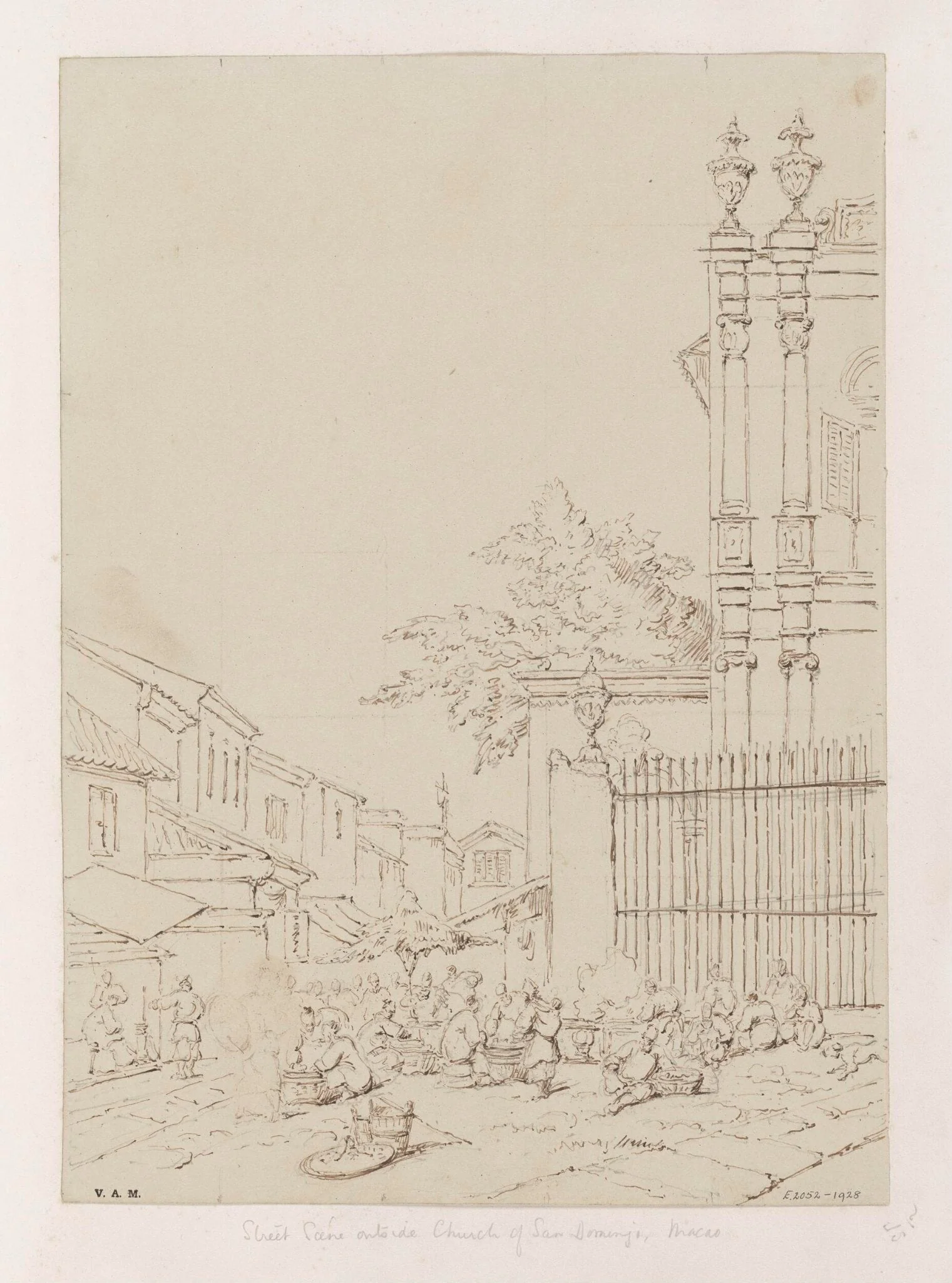 The market outside the church of S. Domingos, Macau, by George Chinnery, 19