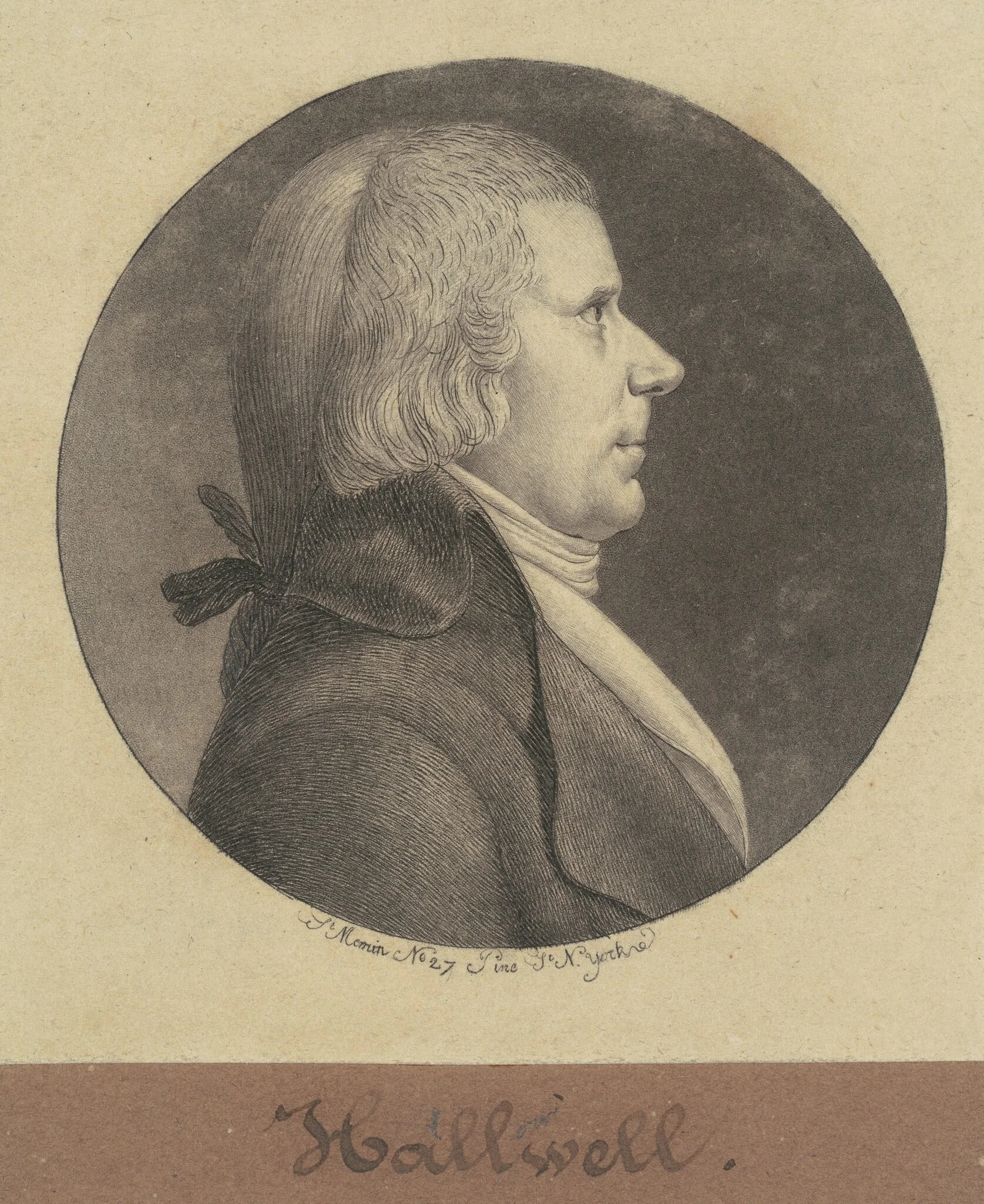 Hallwell, by Charles Balthazar Julien Févret de Saint-Mémin, ink, 1796