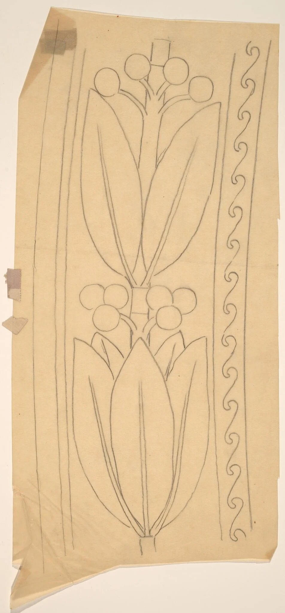 Tracing of a Border Design, by Charles Sprague Pearce, graphite, 1894