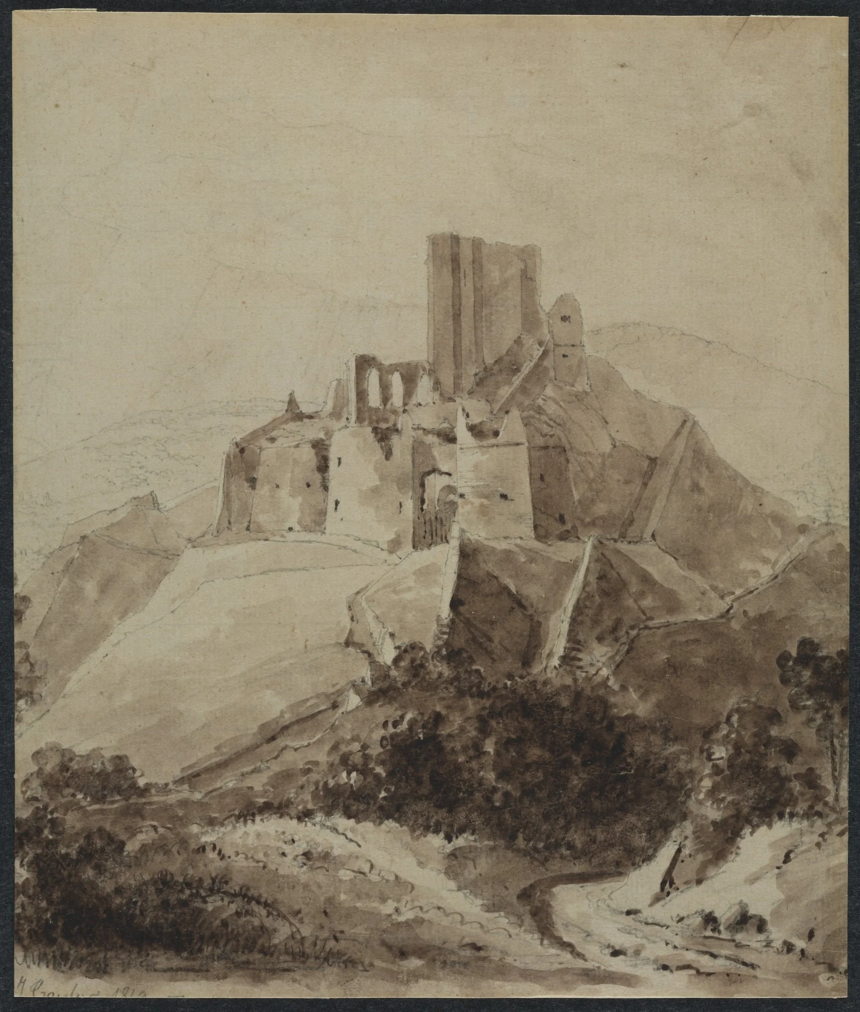 Ruins of Chateau d'Arque, by Isidore Justin Taylor, 1819