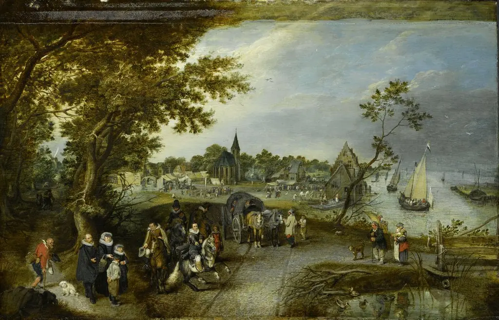Landscape with figures and a village kermis