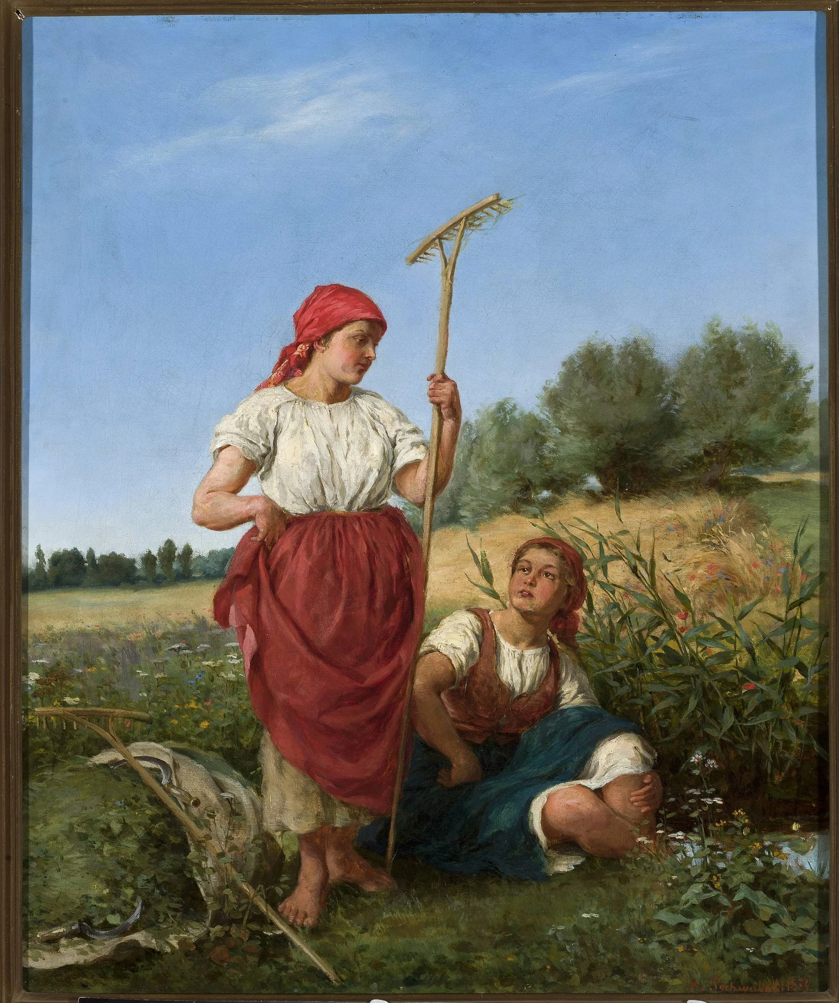 Harvesting women, by Kazimierz Pochwalski, oil, 1890