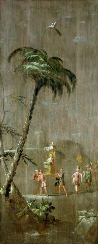 A Chinese Dignitary Seated on a Throne, by Robert Robinson, oil, 1698