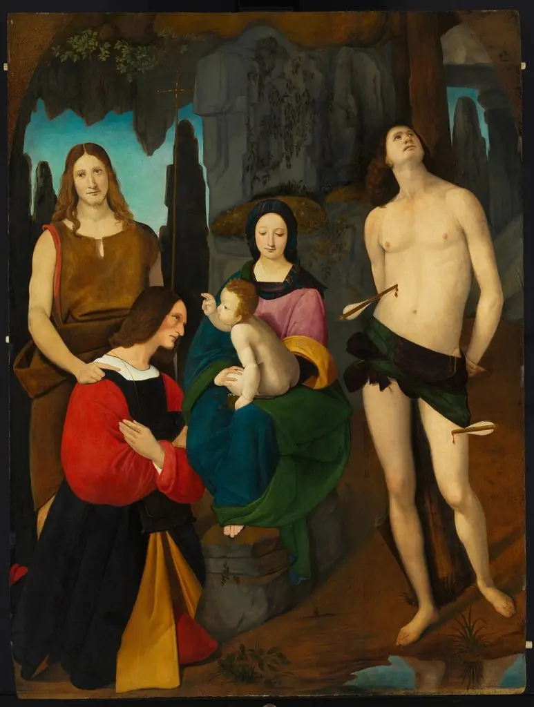 Madonna and Child with Saint John the Baptist, Saint Sebastian and Donor Bassiano Da Ponte