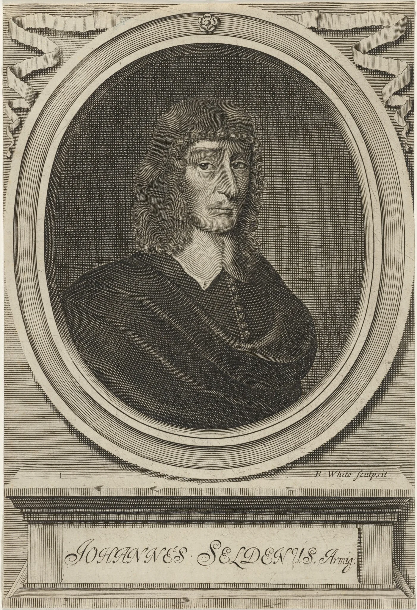 John Selden, by Robert White, ink, 1683