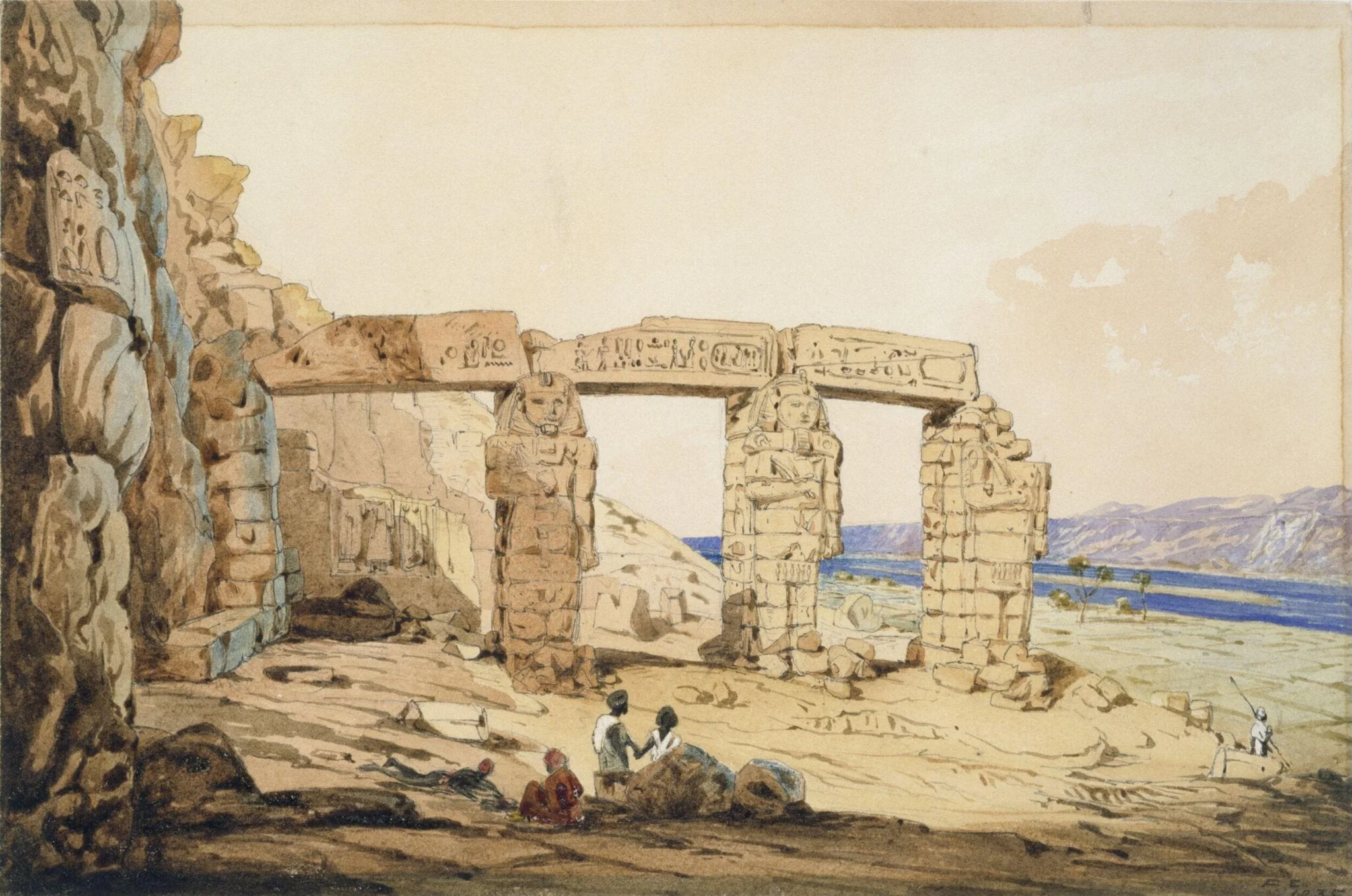 Guerfeh Hassan - Nubia, by Frederick Catherwood, watercolor, 1834