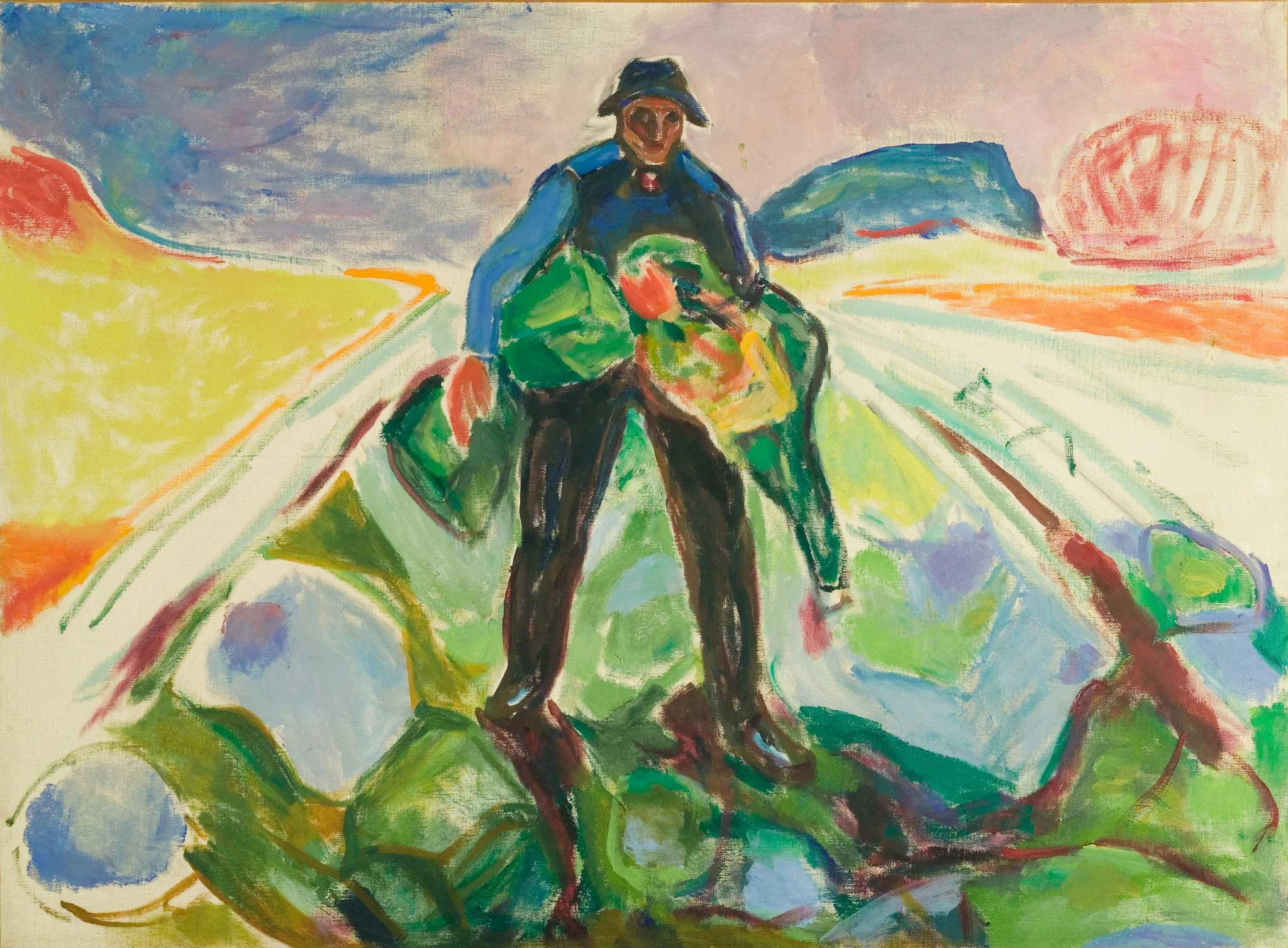 The Man in the Cabbage Field, by Edvard Munch, oil, 1943