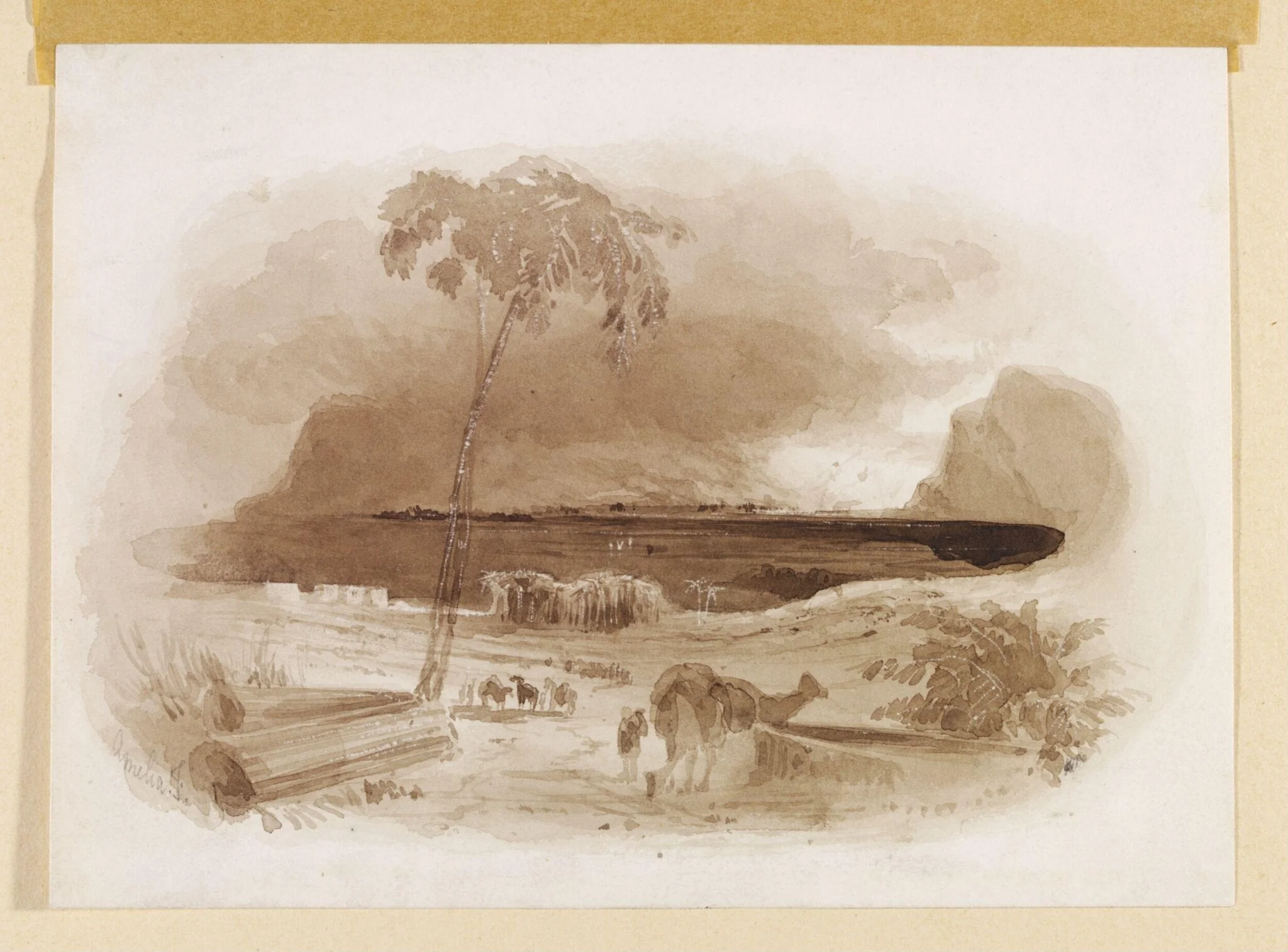 The Valley of Ajalon, by Amelia Long, watercolor, 1850