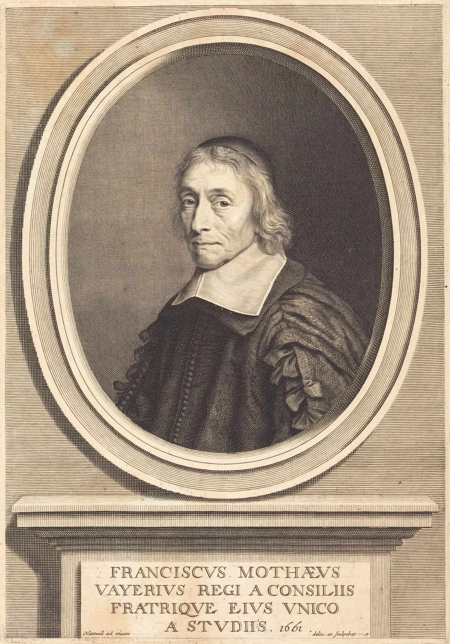 Francois de la Mothe Le Vayer, by Robert Nanteuil, ink, 1661
