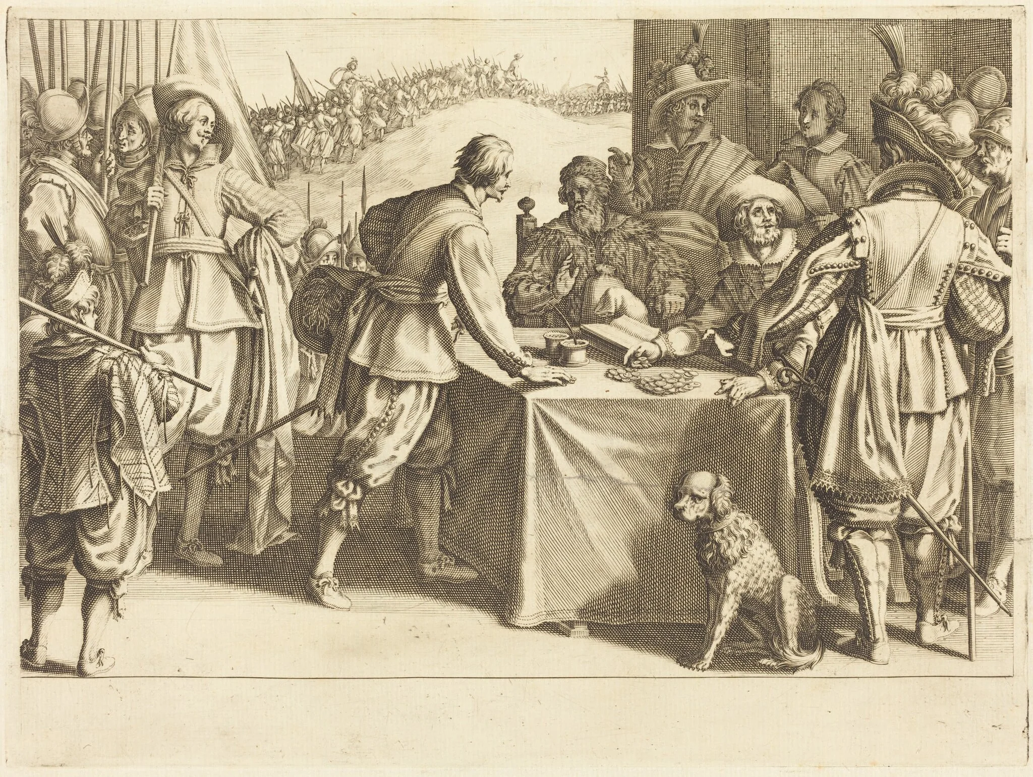 The Hiring of the Troops, by Jacques Callot, ink, 1614