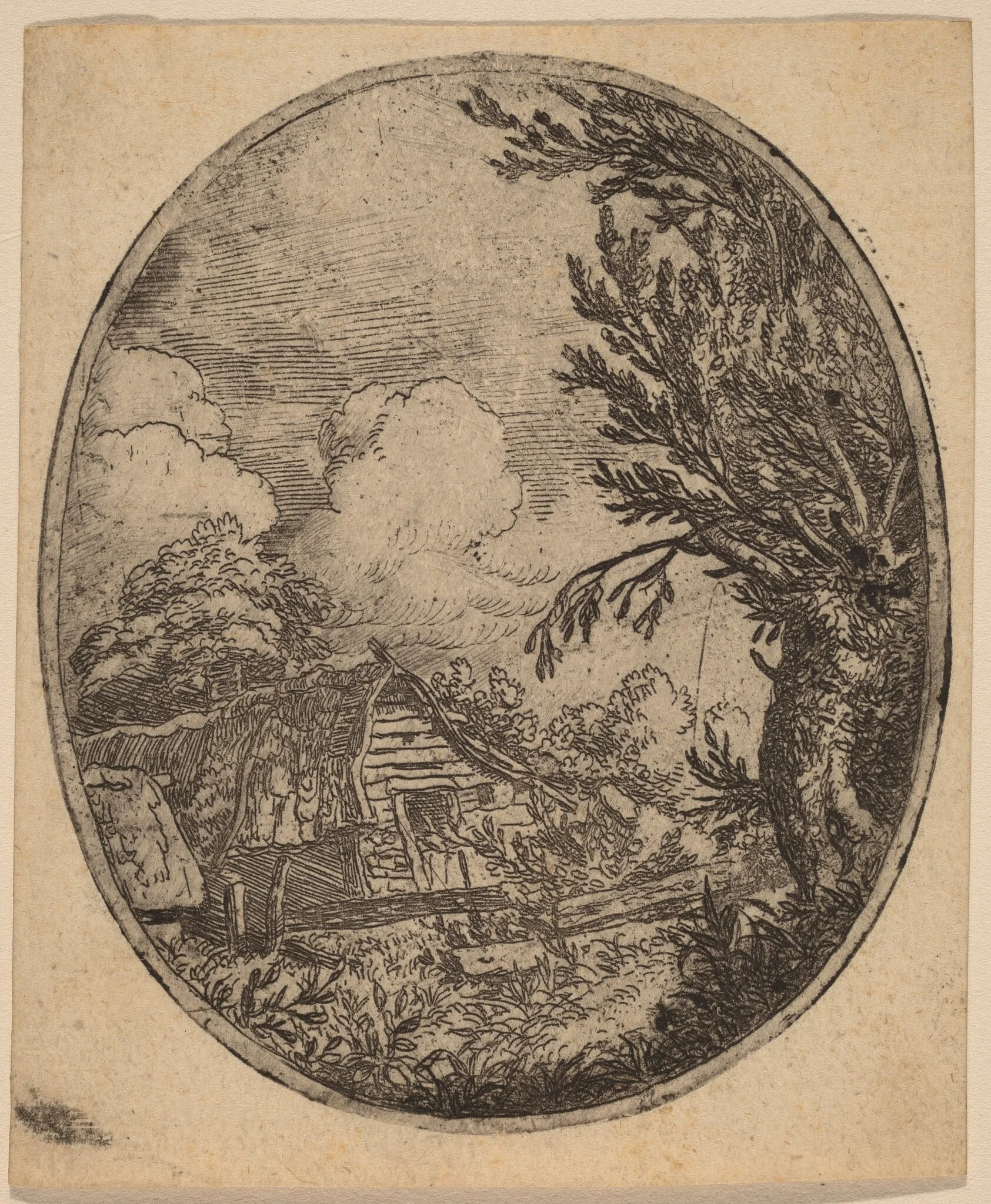 Hamlet between the Trees, by Allart van Everdingen, ink, 1650