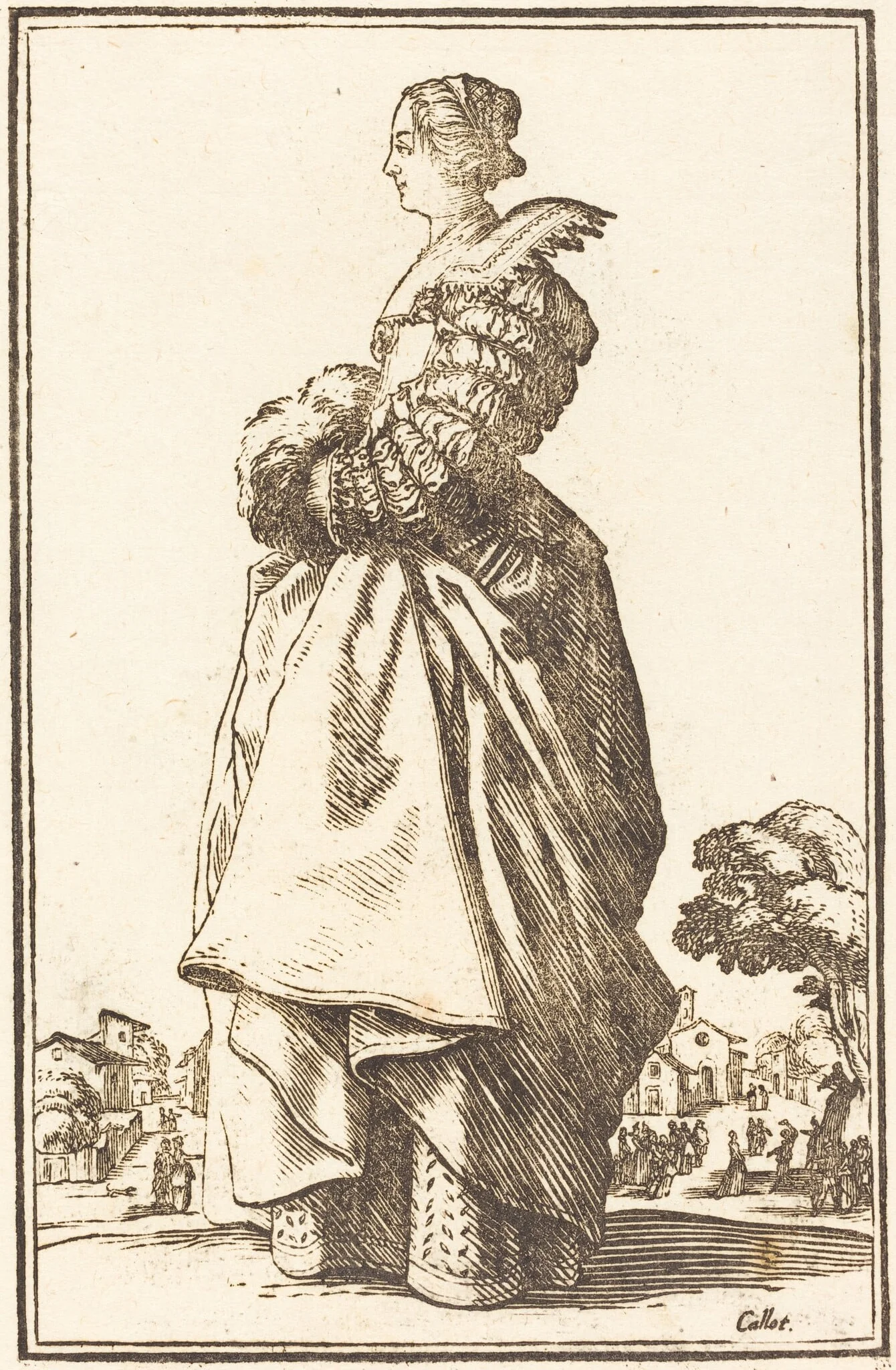 Noble Woman in Profile with her Hands in a Muff