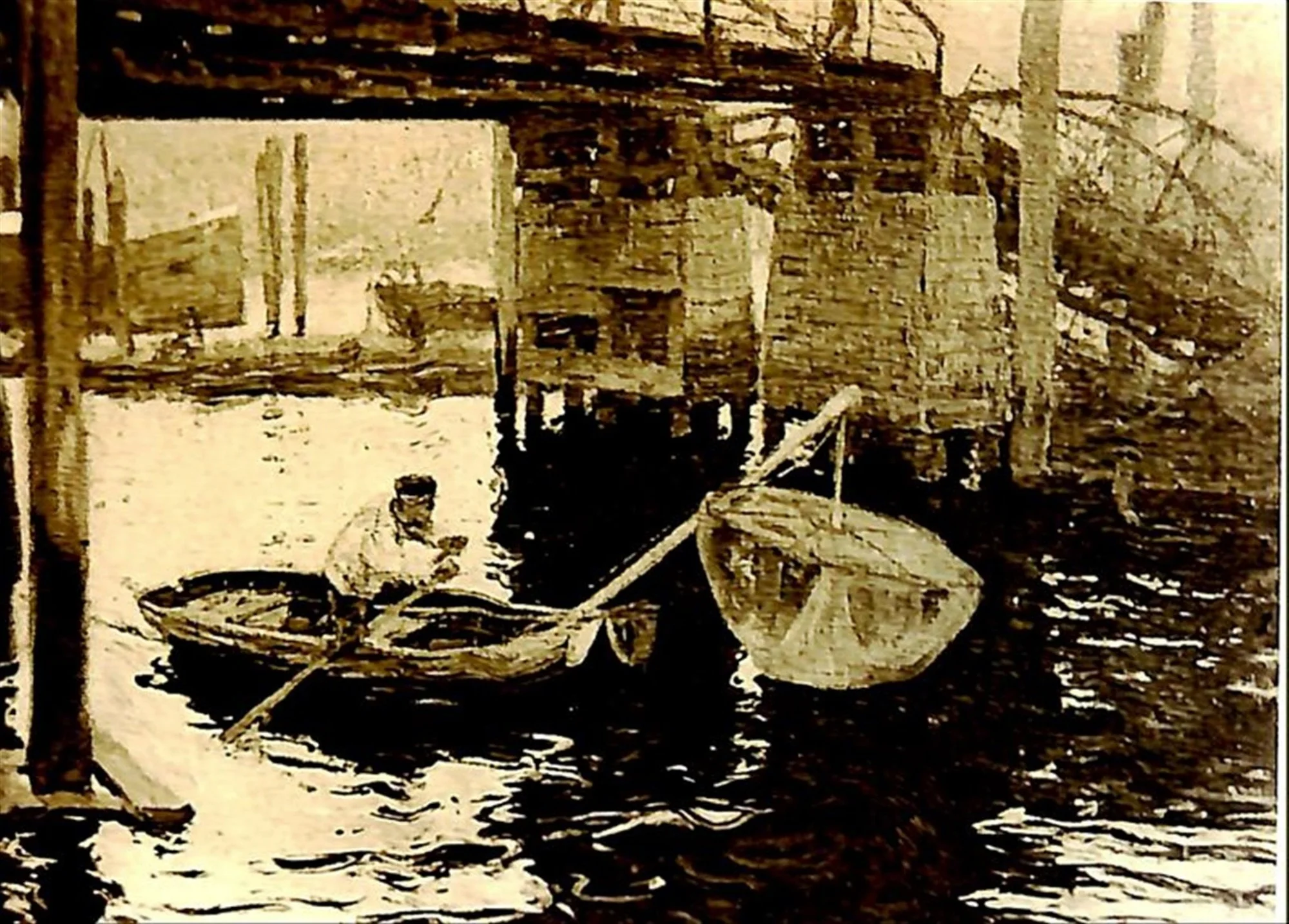 St. Pauli landing stage, Hamburg, by Carlos Grethe, oil, 1900