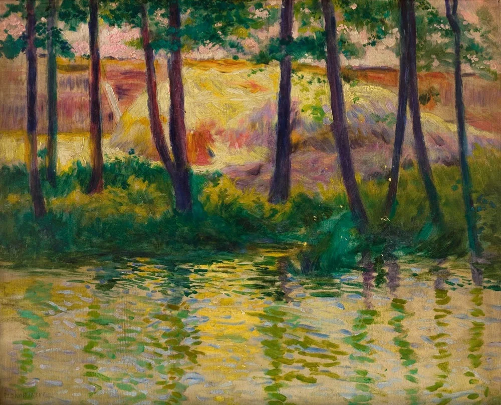 Landscape with a Haystack, by Władysław Podkowiński, oil, 1897