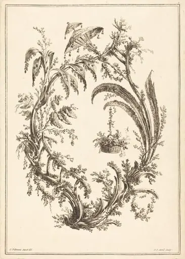 Ornament with Parasol and Hanging Basket