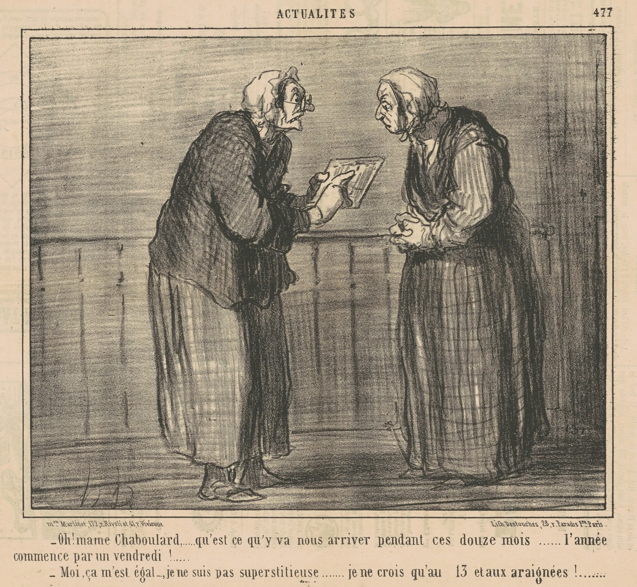 Oh! Mamechaboulard ... qu'est-ce qu'y va ... arriver ..., by Honoré Daumier, ink, 1858