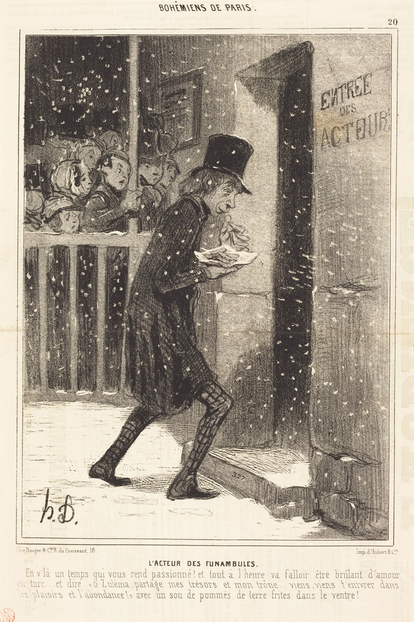 L'Acteur des Funambules, by Honoré Daumier, ink, 1842