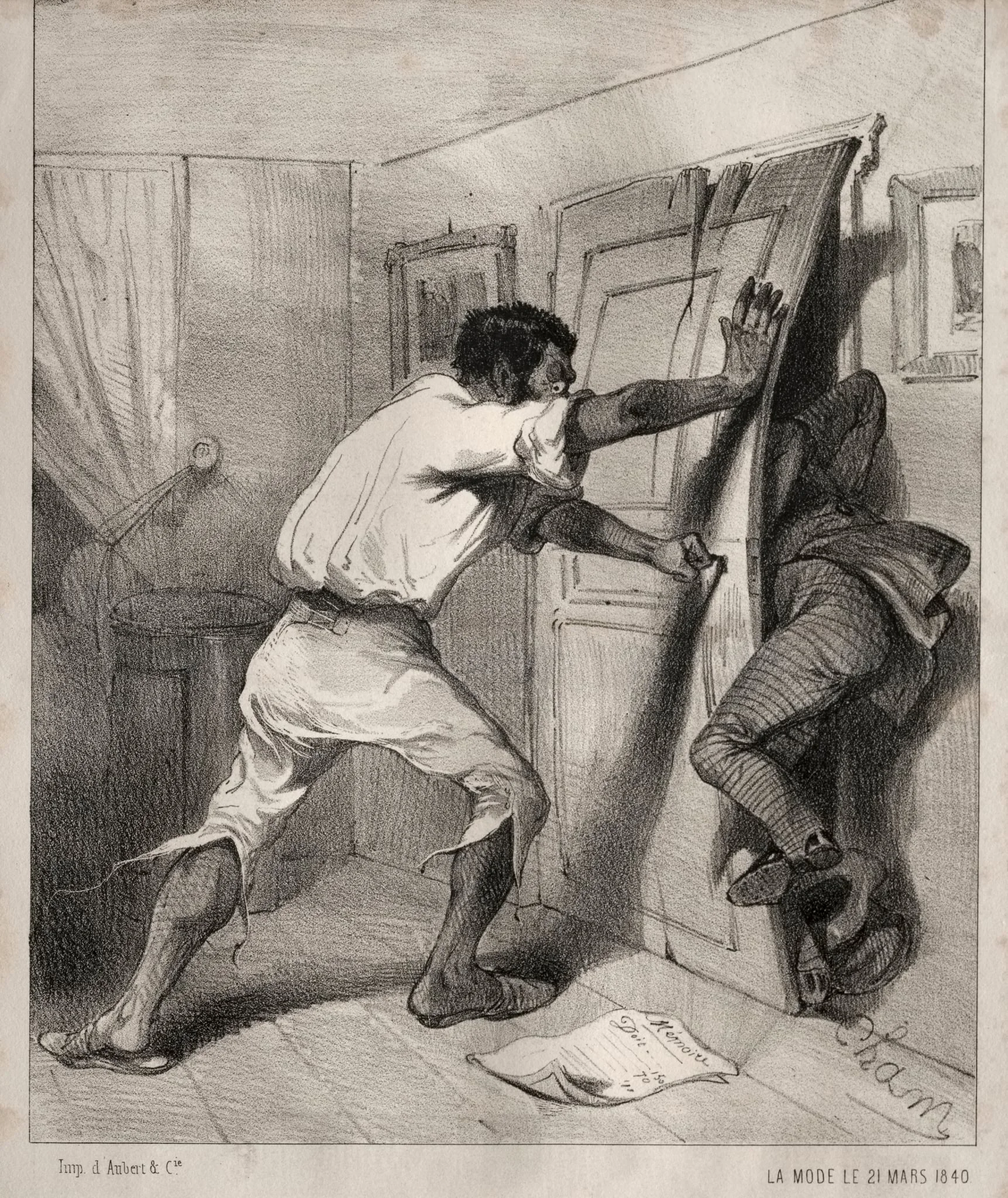 Un Créancier trop pressé, by Cham, 1840