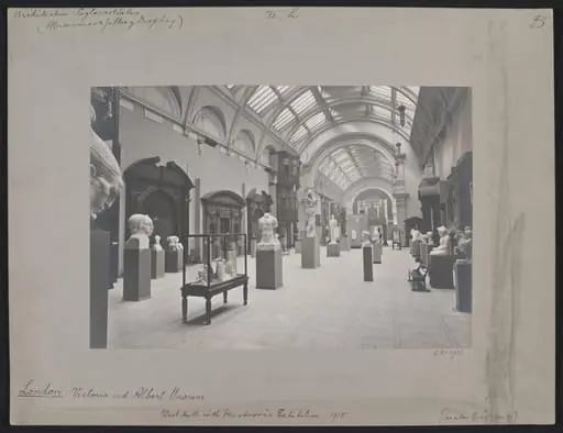 Victoria and Albert Museum, West Hall (Gallery 48) showing Ivan Meštrović sculpture exhibition, looking west
