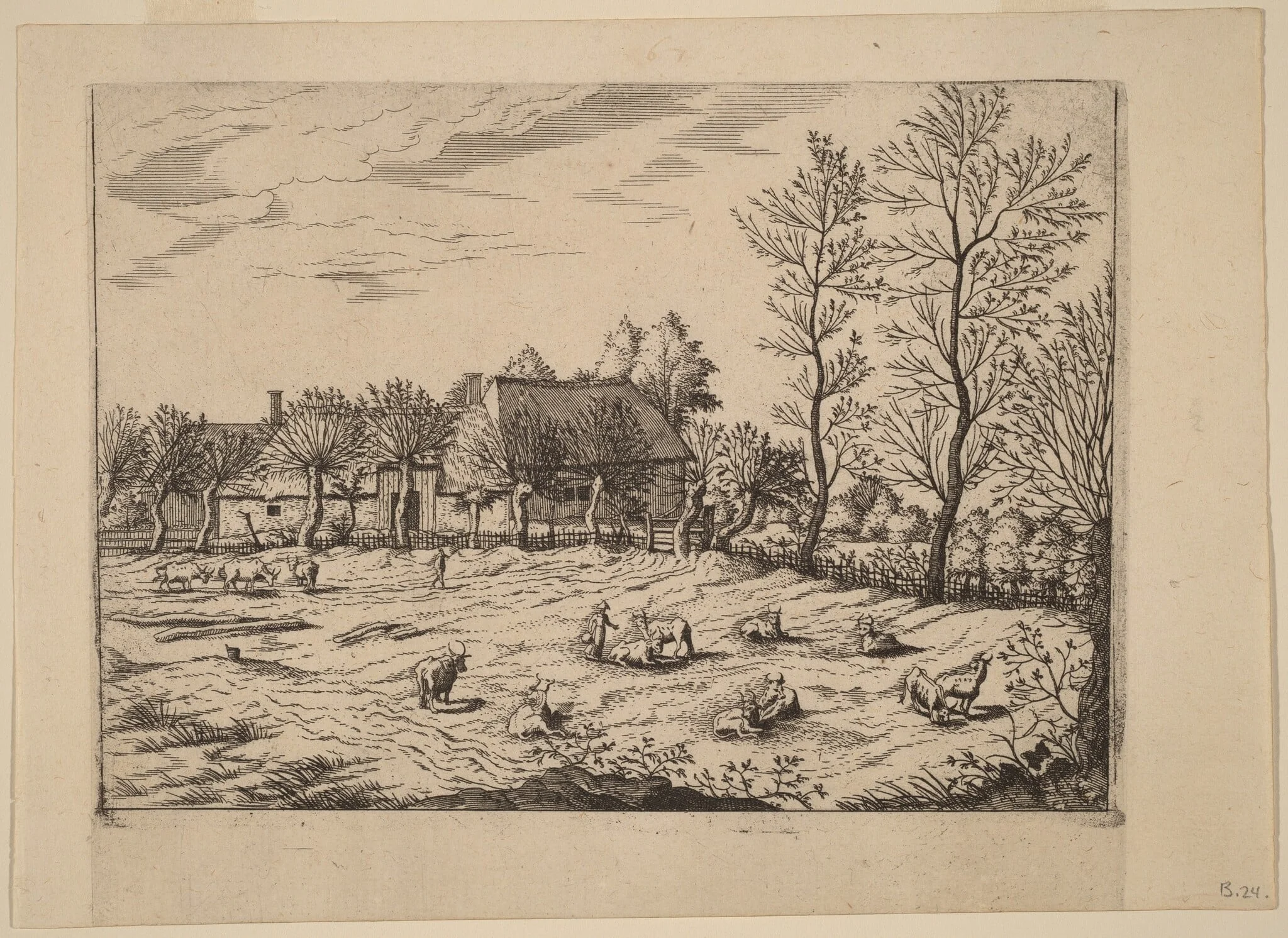 Farm, by Lucas van Doetechum, ink, 1560