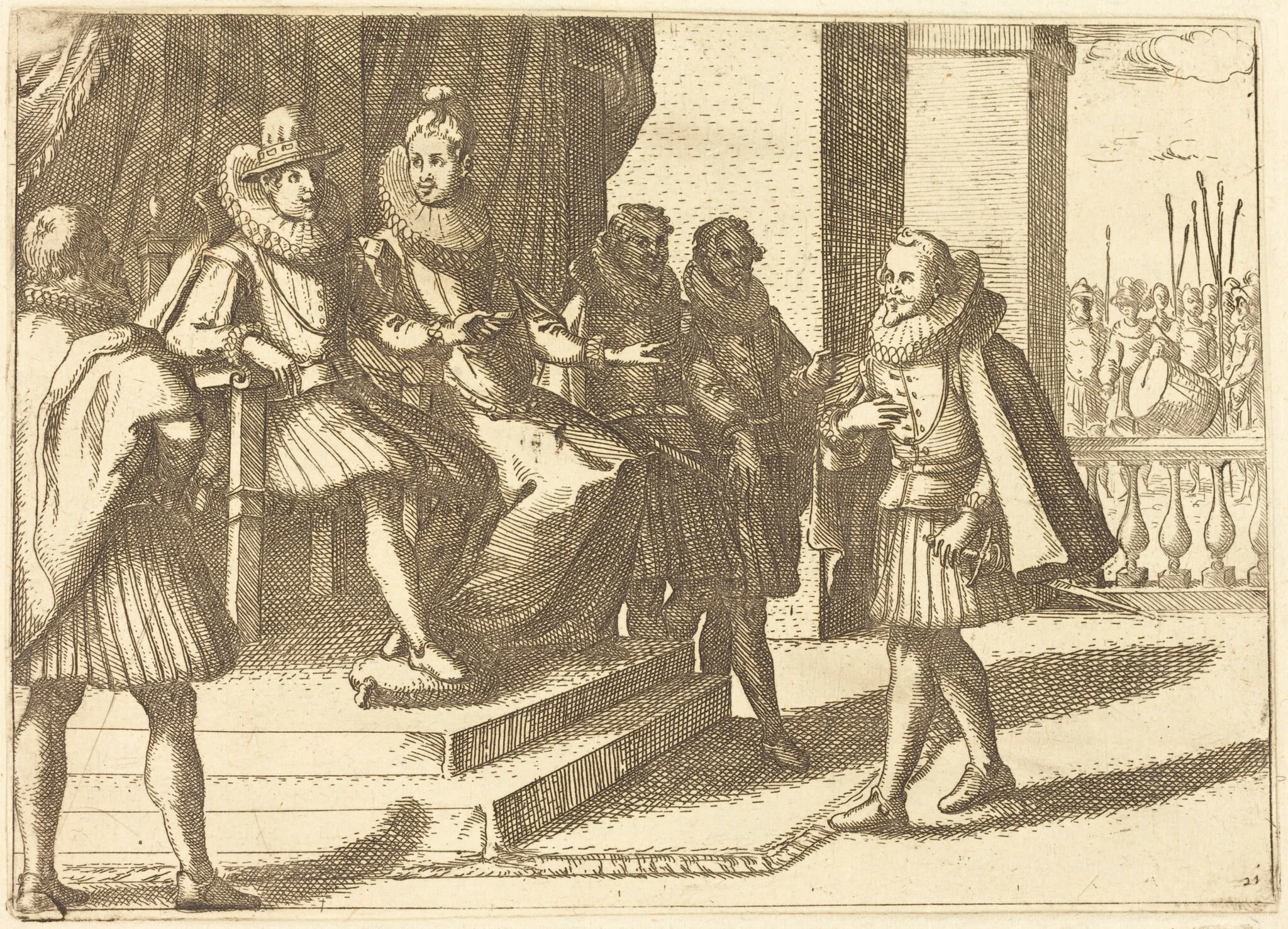 King and Queen in Consultation about the Turks, by Jacques Callot, ink, 1612