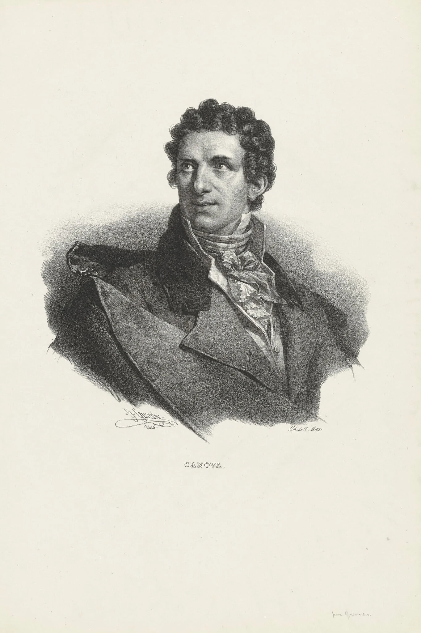 Antonio Canova, by Henri Grevedon, ink, 1826