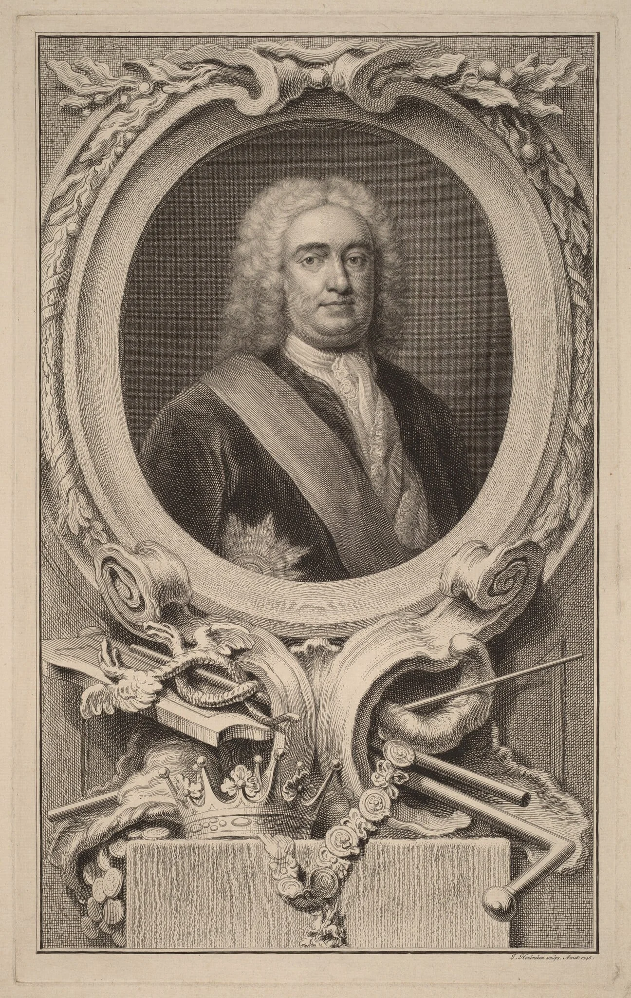 Robert Walpole, 1st Earl of Orford, by Jacobus Houbraken, ink, 1746