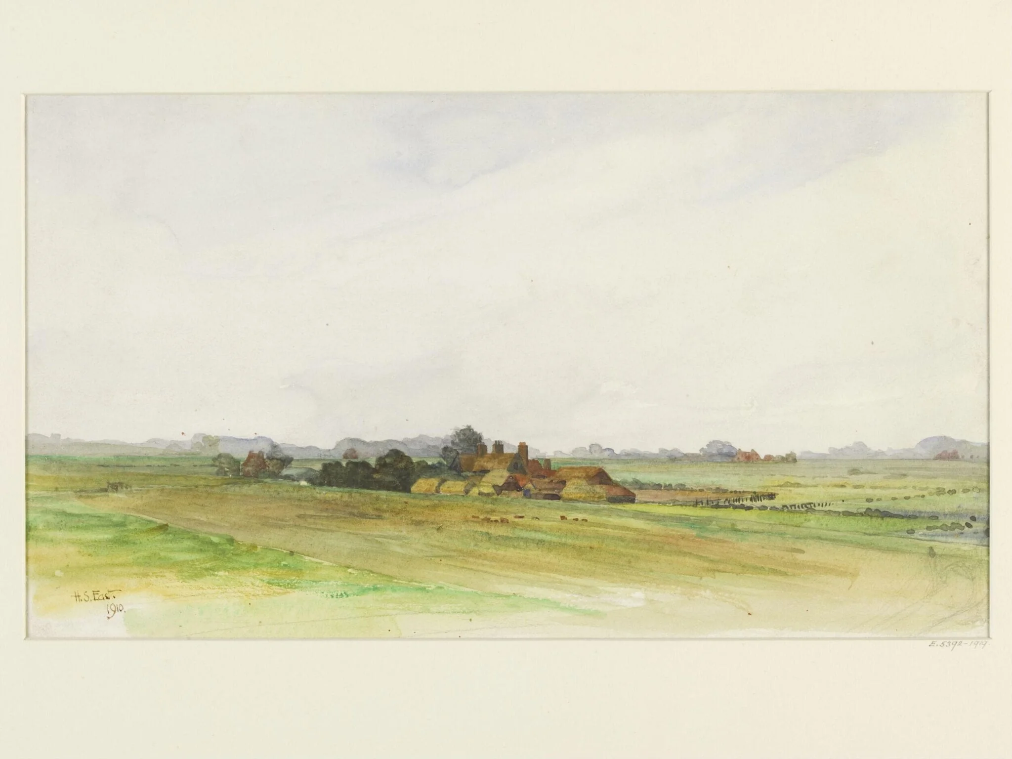 Landscape with Farm and Fields in Flat Country