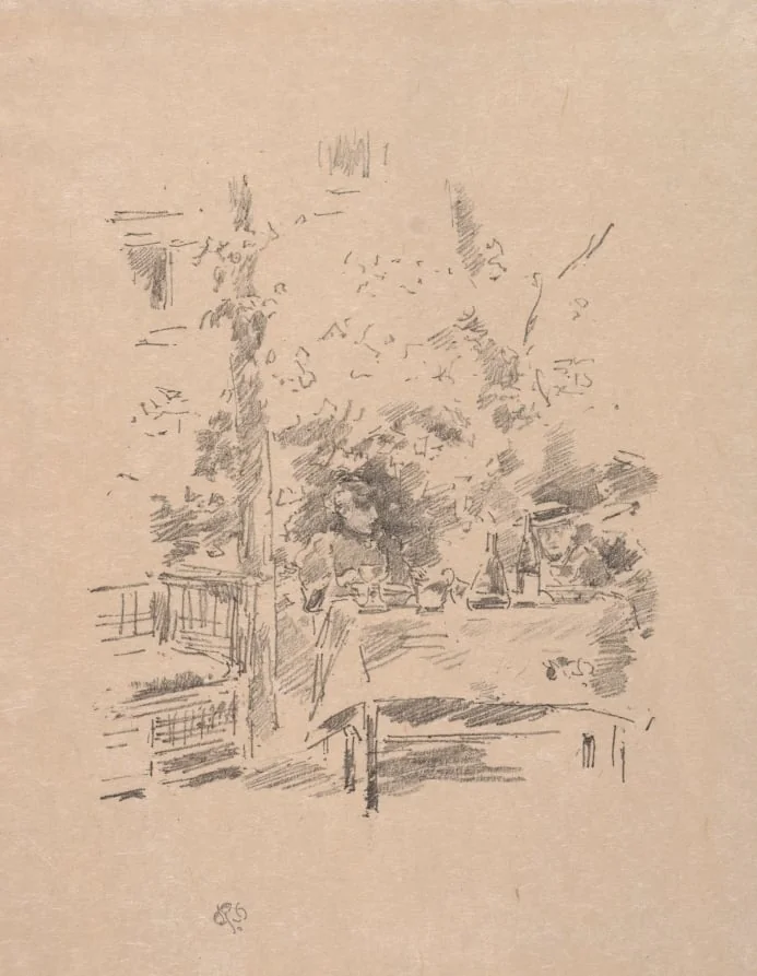 Tête-à-tête in the Garden, by James McNeill Whistler, 1894