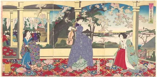 『踏舞会 上野桜花観 遊ノ図』|A  Dance Party: Enjoying Cherry Blossom Viewing at Ueno  (Tōbukai Ueno ōka yūran no zu)