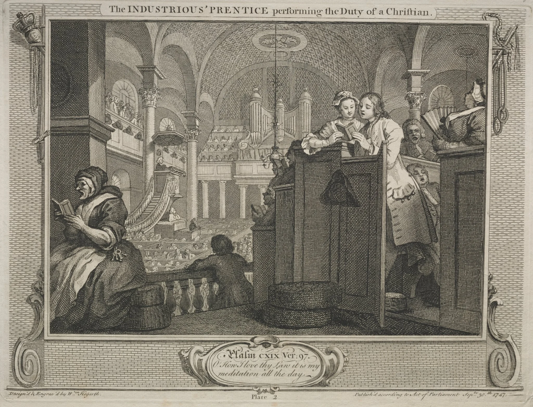 Industry and Idleness: The Industrious Prentice Performing the Duty of a Christian, by William Hogarth, 1747