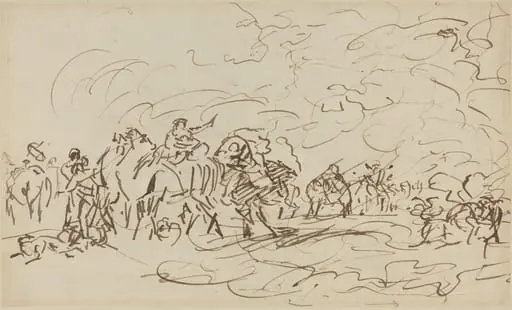 Sandstorm in the Desert Overtaking a Caravan