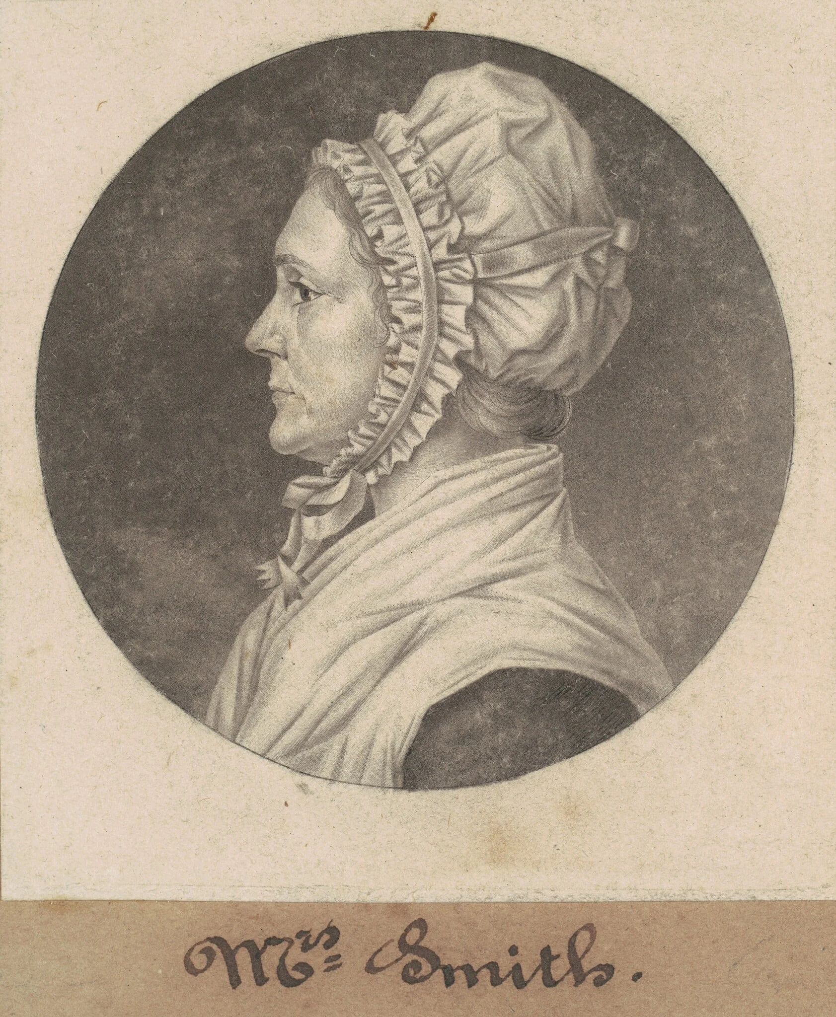 Elizabeth Custis Teackle Smith, by Charles Balthazar Julien Févret de Saint-Mémin, ink, 1803
