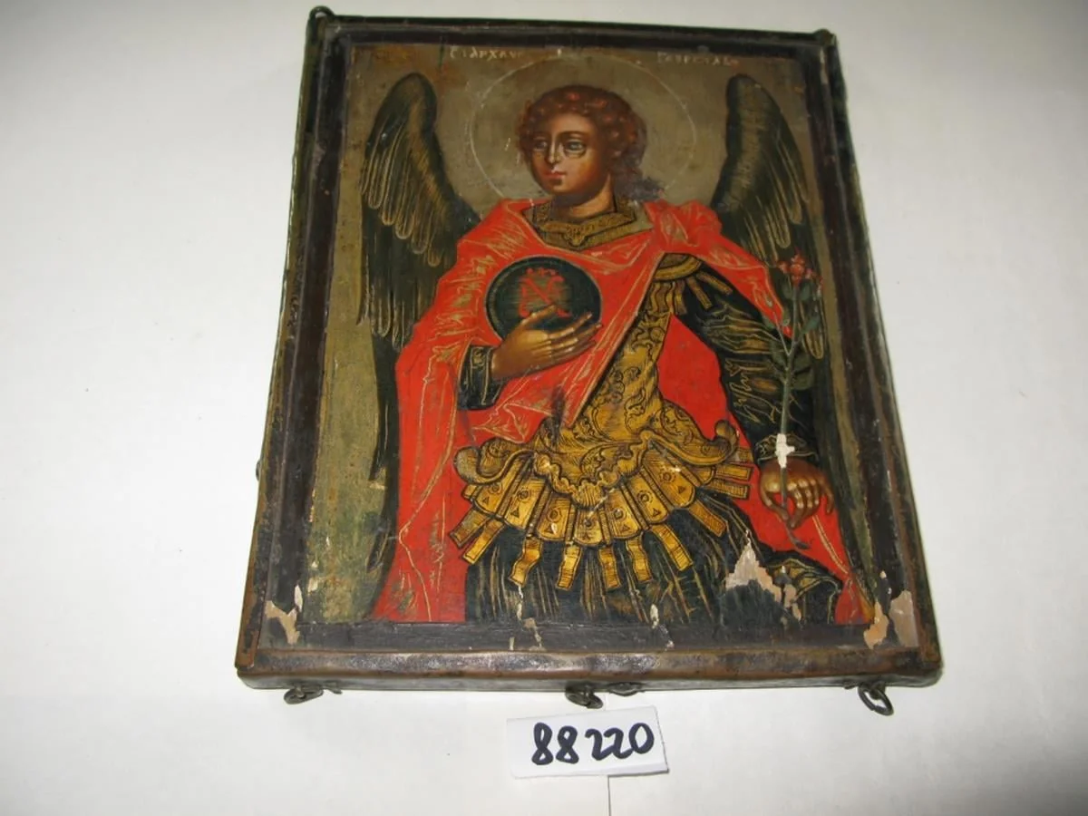 Sfinții Arhangheli Mihail și Gabriel Icoană pe lemn, prăznicar, by Unknown, 1850