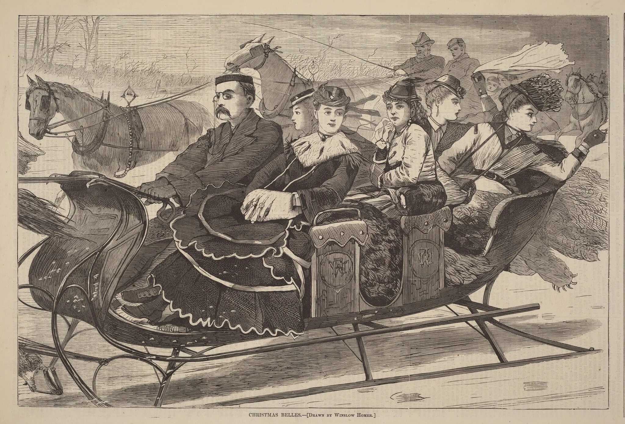 Christmas Belles, by American 19th Century, ink, 1869