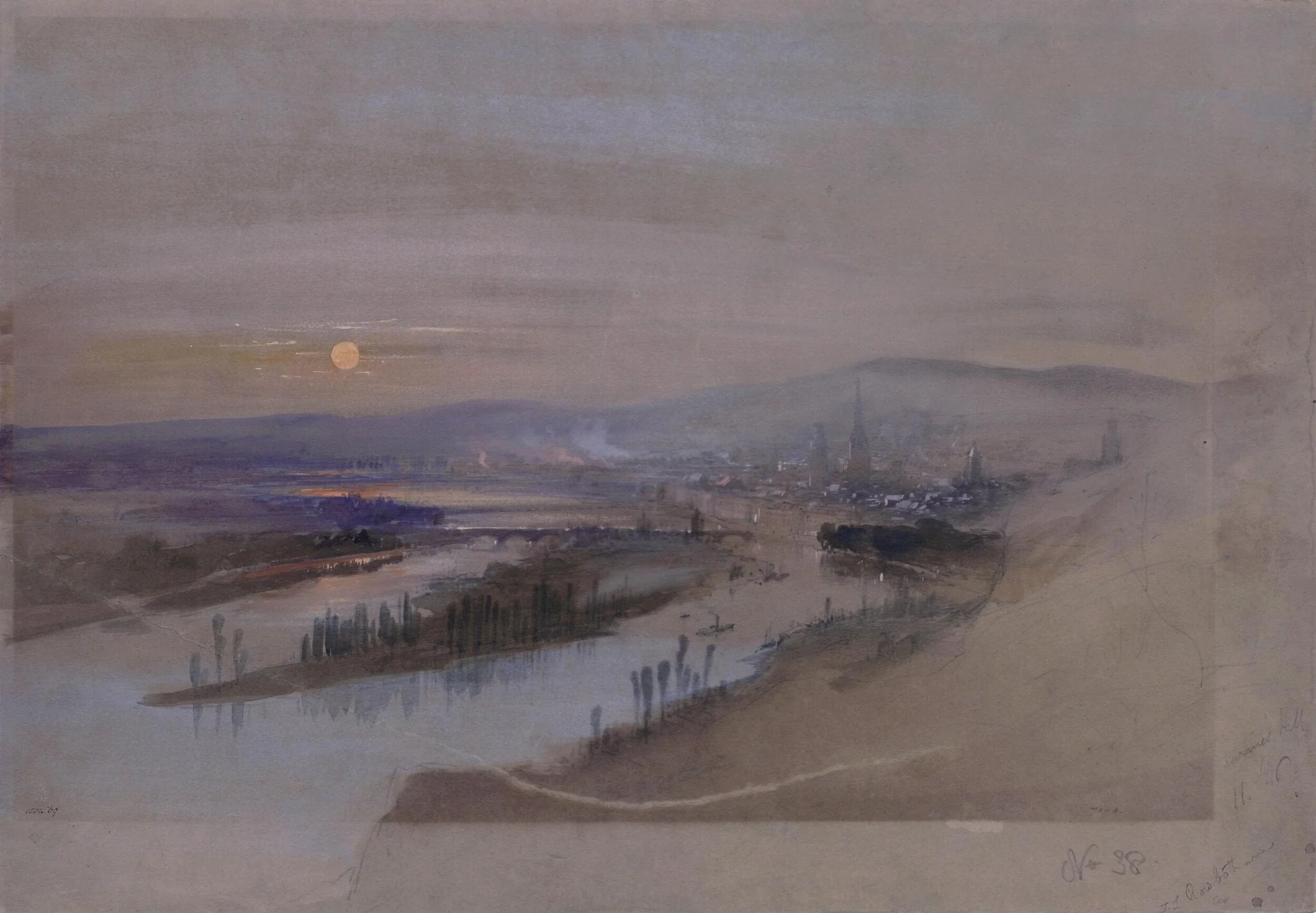 Rouen from St. Catherine's Hill, by Thomas Charles Leeson Rowbotham, watercolor, 1845