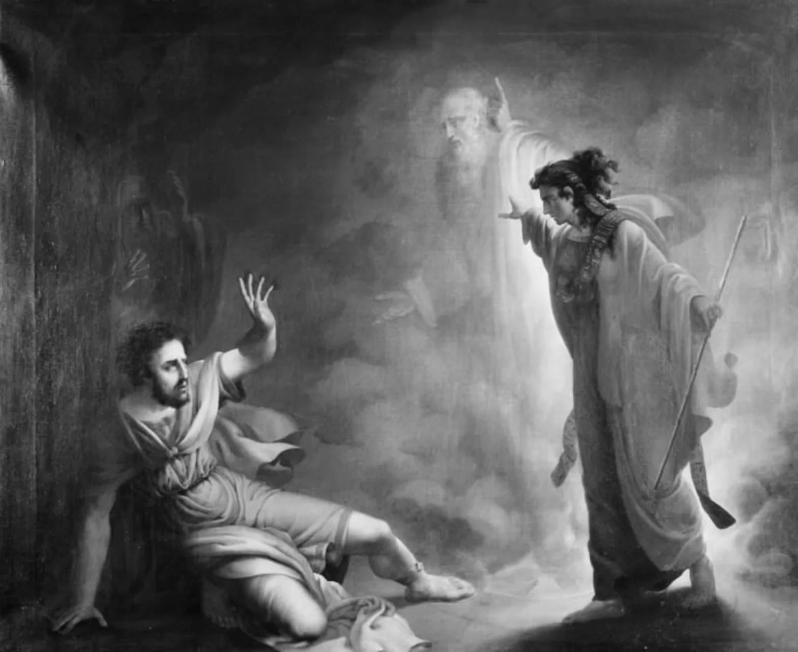 Heksen i Endor viser Saul Samuels ånd, by Unknown, 1828