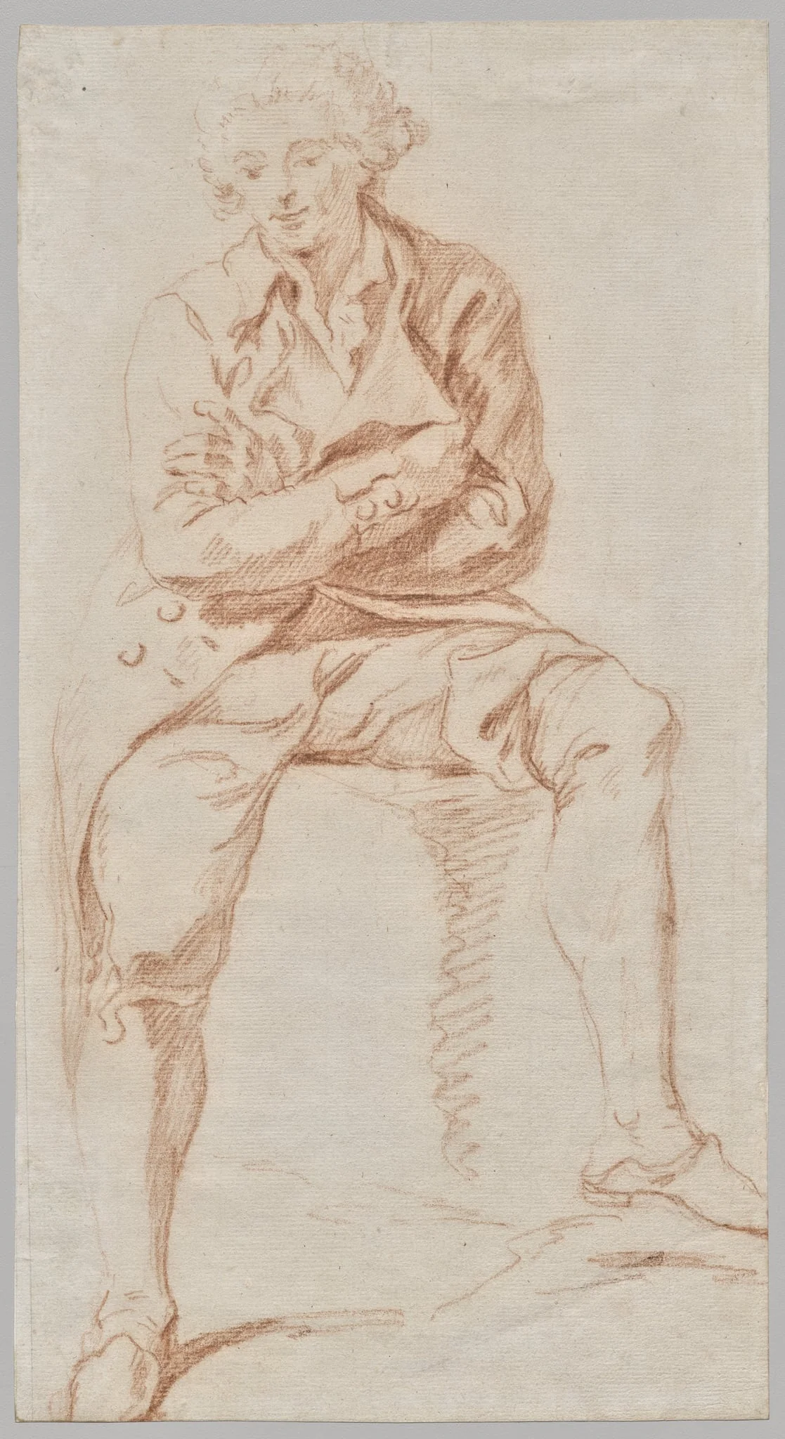 A Man Seated on the Edge of a Table, by Charles Parrocel, 1750