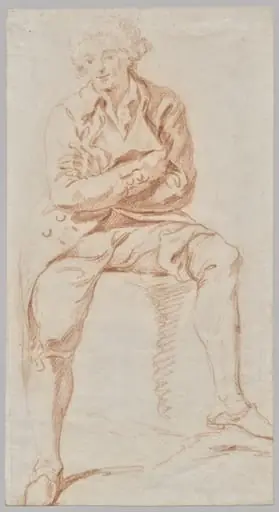 A Man Seated on the Edge of a Table