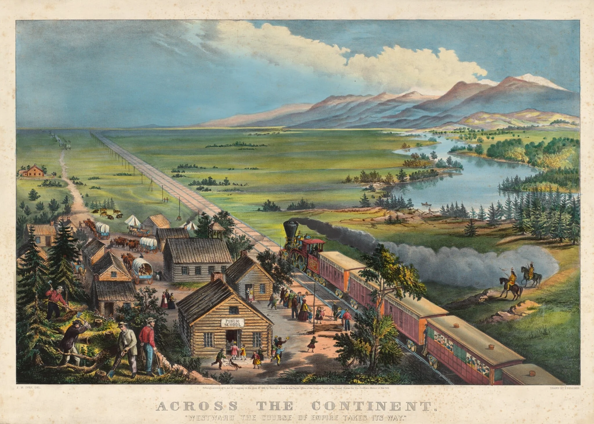 Across the Continent: "Westward the Course of Empire Takes Its Way", by Frances Flora Bond Palmer, ink, 1868
