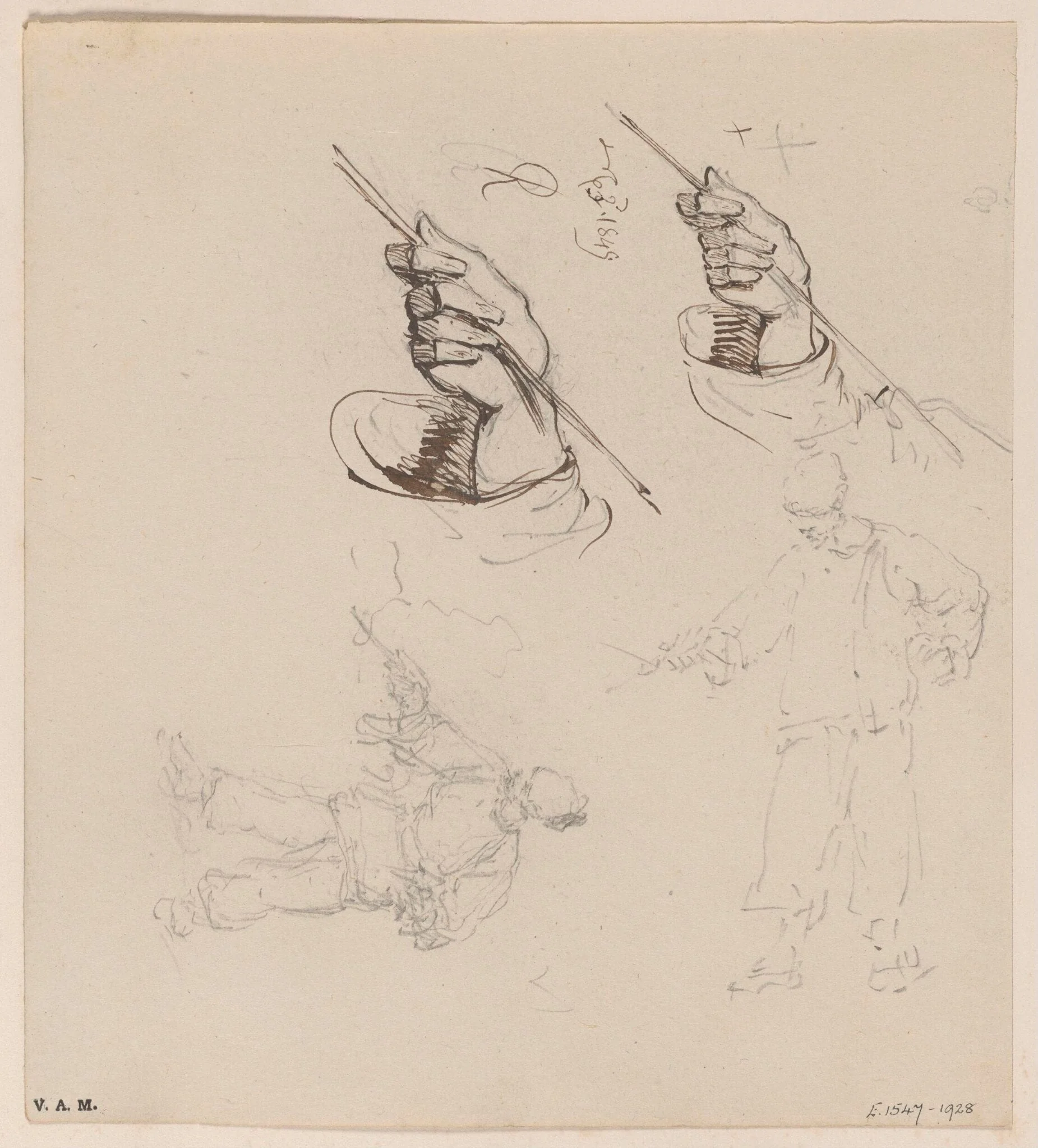 The hands of a Chinese man holding a line, by George Chinnery, 6